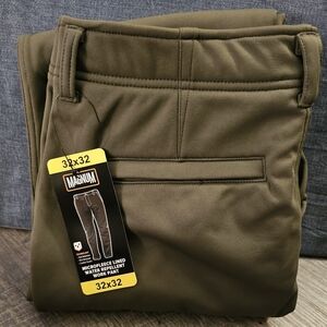 Magnum Men's Green Work Pants Microfleece Lined Water Repellent Stretch